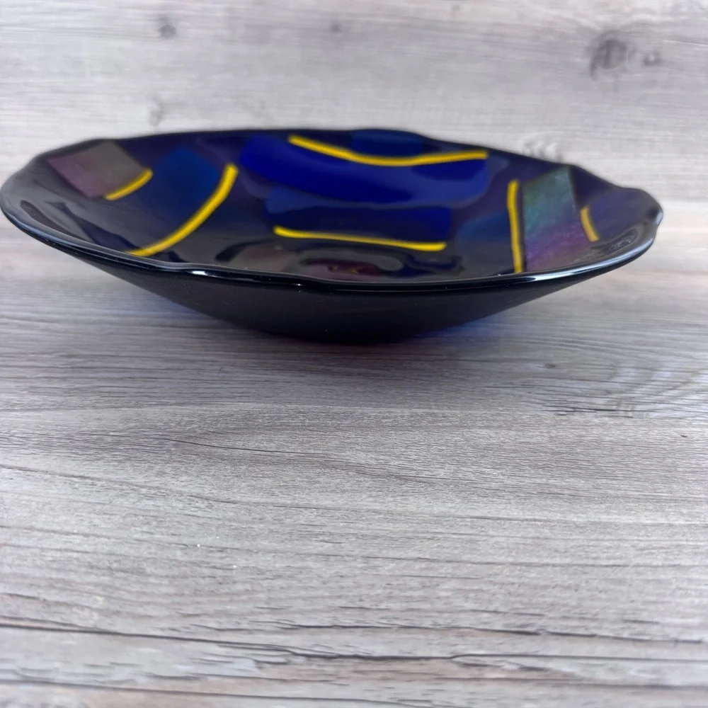 Abstract Fused Glass Art Bowl Accent bowl catch all bowl - Picture 3 of 9